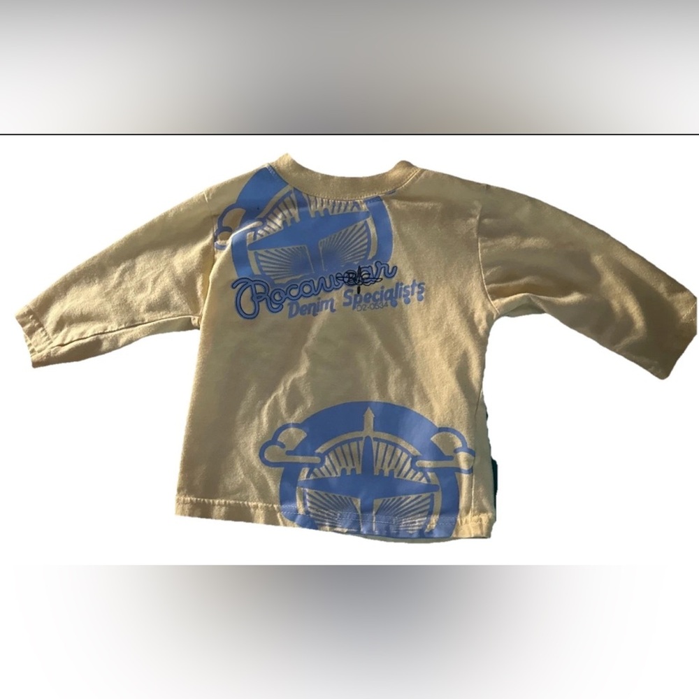 Vintage Y2K Rocawear Kids Yellow and Blue Long Sleeve Shirt Sz 12M
